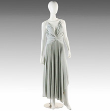 Halston Heritage Jody Deep Plunge Silver Formal Evening Dress Size 10