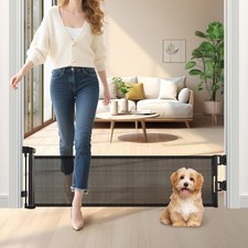 Retractable Short Dog Gate - Small Puppy Mesh Safety Pet to Step Over Gates
