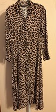 Zara Woman S Leopard Animal Print Shirt Button Dress Maxi Flowy Collar