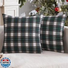 MIULEE Christmas Set of 2 Scottish Tartan Plaid Throw Pillow Covers Farmhouse