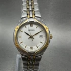 Seiko Watch Women 26mm Silver Dial Two Tone Date Round 7n82-0at0 New Battery