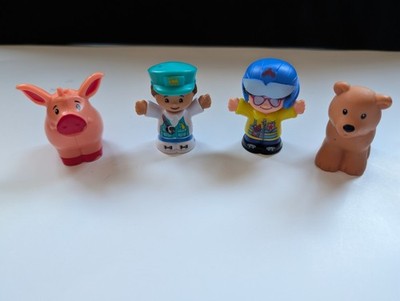 Fisher Price Little People Toy Figures, Pig, Bear, Pilot & Train Conductor 
