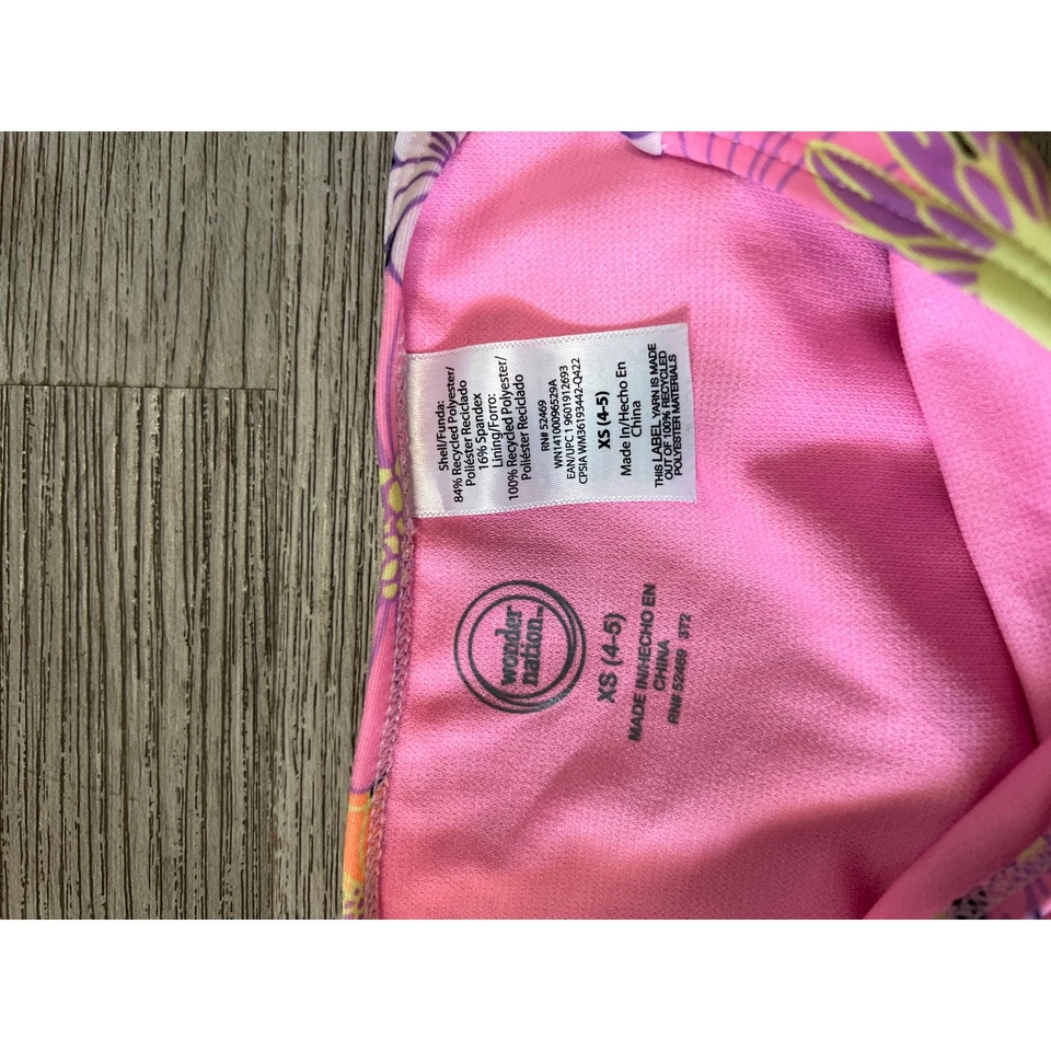 Wonder Nation Pink Floral Two Piece Swimsuit Size XS 4/5 Pre-Loved - Image 3 of 4