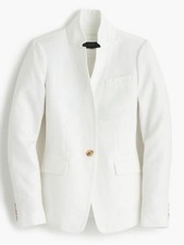 J. Crew White Linen Tailored Standing Collar Single-Button Blazer 6 Tall NWT 249