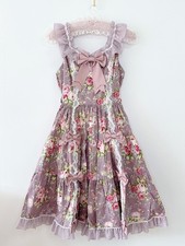 Preview of Metamorphose Temps De Fille Fluffy Frill Tiered JSK Lavender Floral Lolita Dress