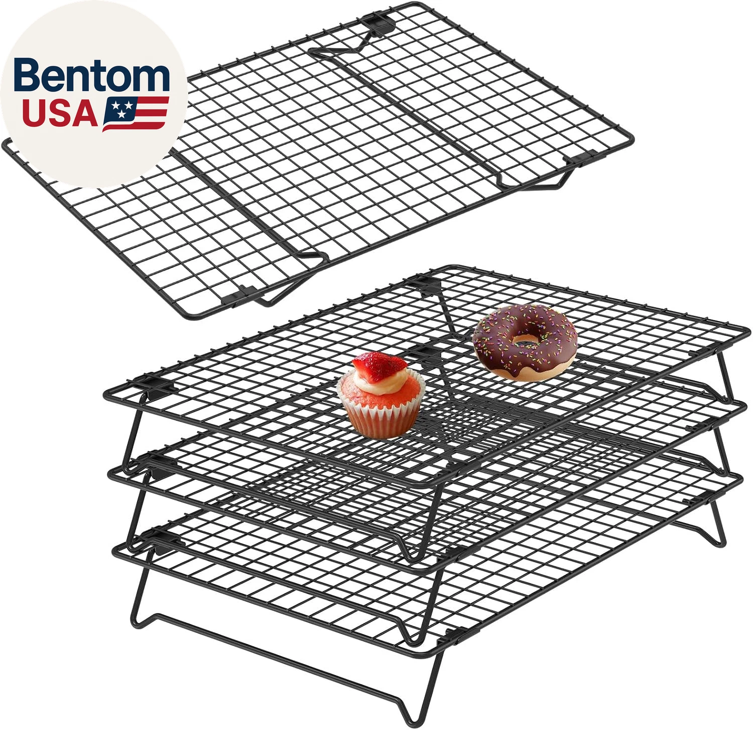 4Pcs Cooling Racks for Cooking and Baking, 4-Tier Stackable Roasting Rack, 13.4
Opens in a new windo
