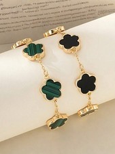 Dark Green Clover Charm Earring Set 2 Pieces One Size