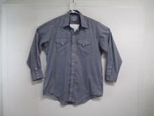 Rockmount Ranch Wear Blue Gingham Pearl Snap Shirt Mens Large Vintage 1970s