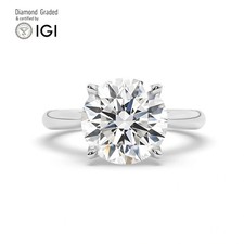 Round Diamond Engagement Ring 18k White Gold Labgrown 5 Ct Solitaire
