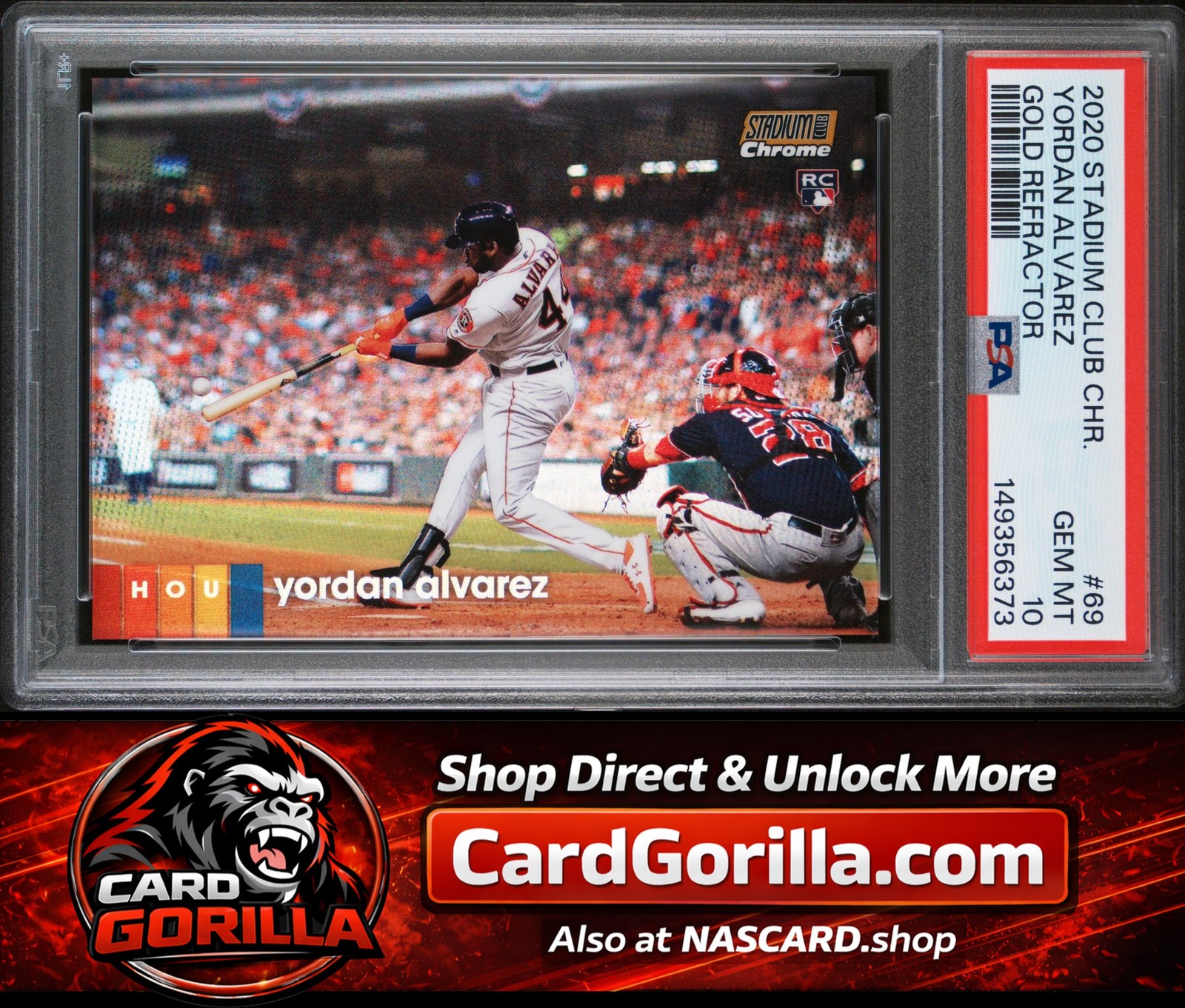 2020 Stadium Club Chrome #69 Yordan Alvarez RC Gold Refractor #/50 PSA 10