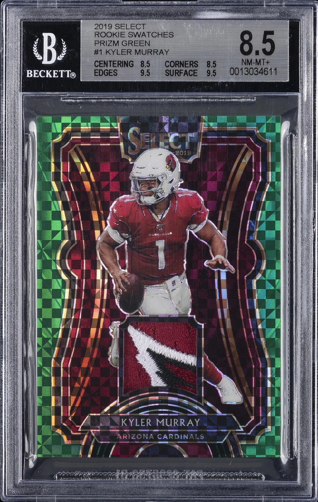 Kyler Murray Panini Select Rookie Swatches Prizm Relics #RS1 Green