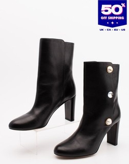 RRP€950 JIMMY CHOO Rina 85 Leather Ankle Boots US9 UK6 EU39 Beads Made in Italy