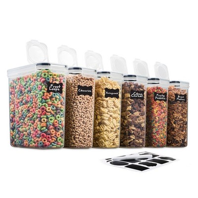 6-Pack Airtight Cereal Food Storage Containers - BPA-Free Plastic Kitchen Pantry