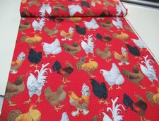 Fabric Traditions quilt-craft fabric BARNYARD CHICKEN & ROOSTER 8 yds (3029)Bolt