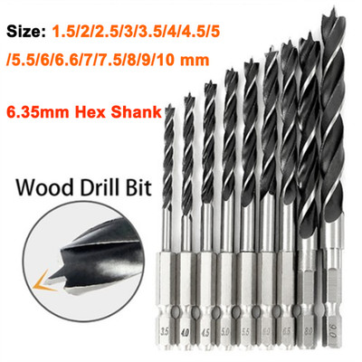  1.5mm-10mm Wood Drill Bit Or Set HSS Woodworkin Hex Shank Twist Bits