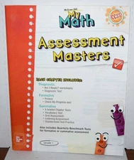 MY MATH ASSESSMENT MASTERS with Answer Key Grade 1  (2013, McGraw-Hill) FREESHIP