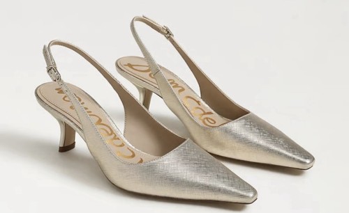 Sam Edelman Women’s Sz 7.5 Gold Leaf Faux Leather Bianka Slingbacks - Excellent