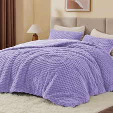 Fluffy King Size Comforter Set - Fleece Soft King 102"x90" Light Purple