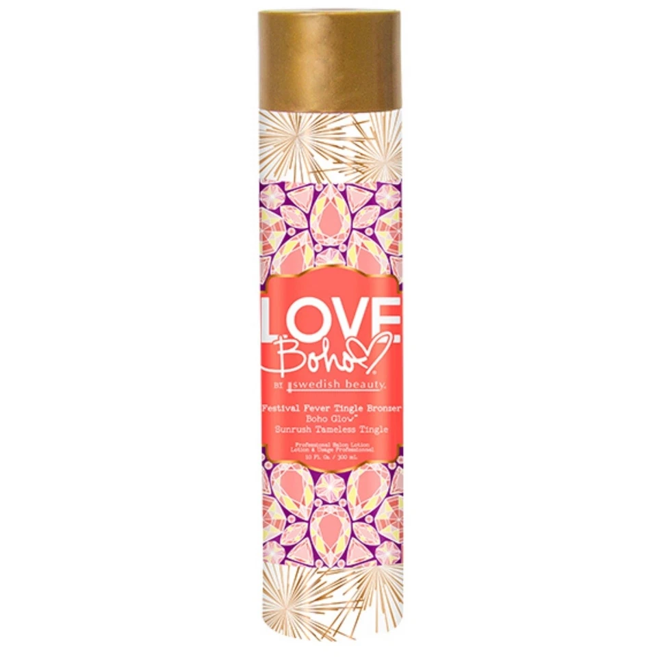 SWEDISH BEAUTY Love Boho Festival Fever Tingle Bronzer Tanning Lotion 10 Oz + 3 FREE Packets