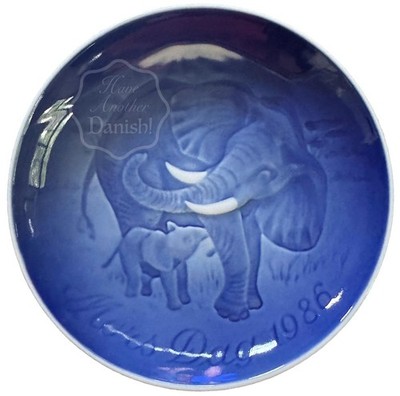 Bing Grondahl 1986 Plate B&G Mothers Day Baby 6  Blue Elephant Porcelain 