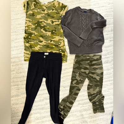 6/7 girls bundle gap old navy j.crew camo leggings sweater dress