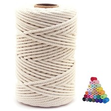 Macrame Cord 5mm x 110 Yards Natural Cotton Rope Beige For DIY Knitting Craft