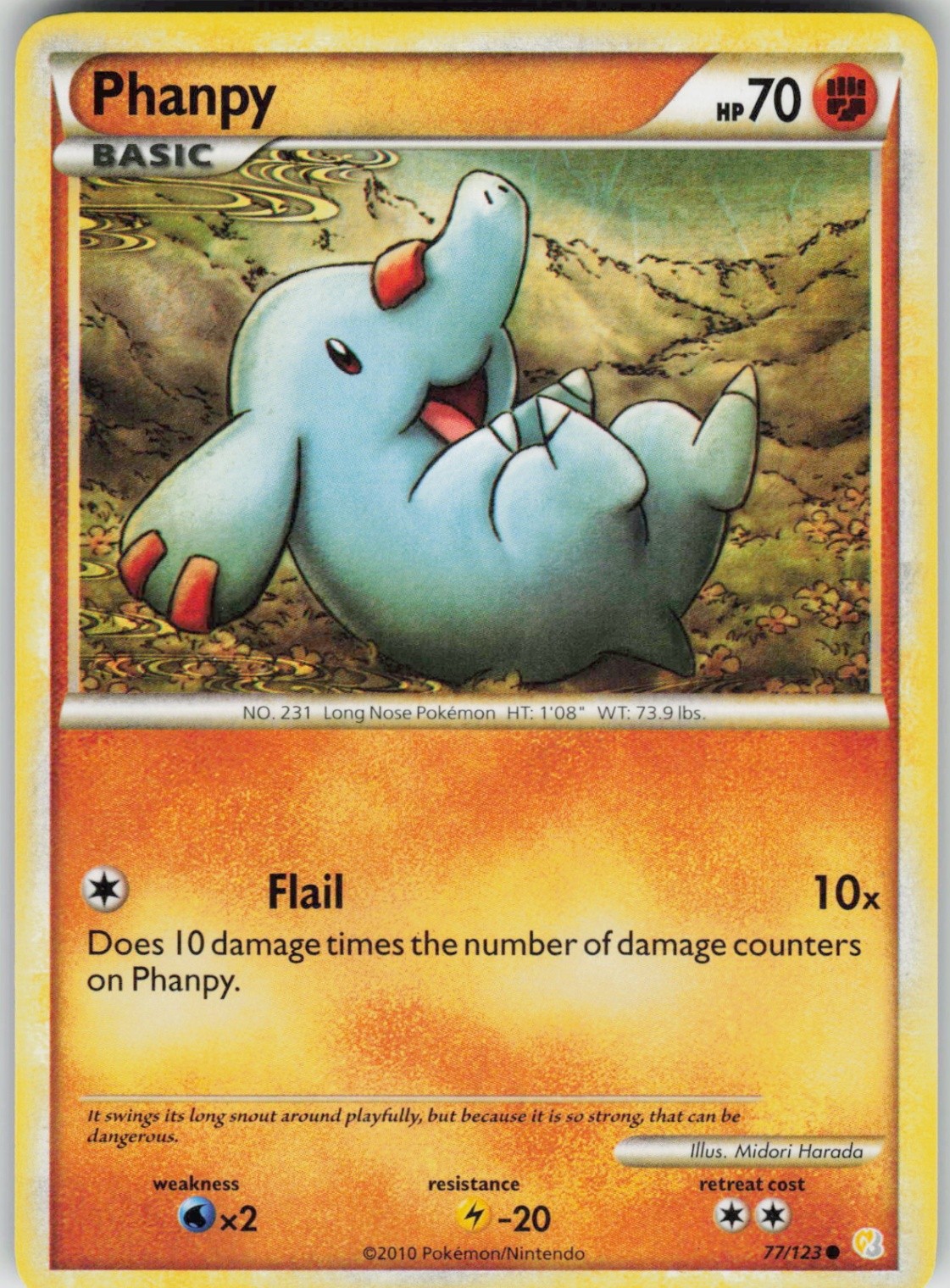 Pokemon Phanpy 77/123 HeartGold SoulSilver Common NM