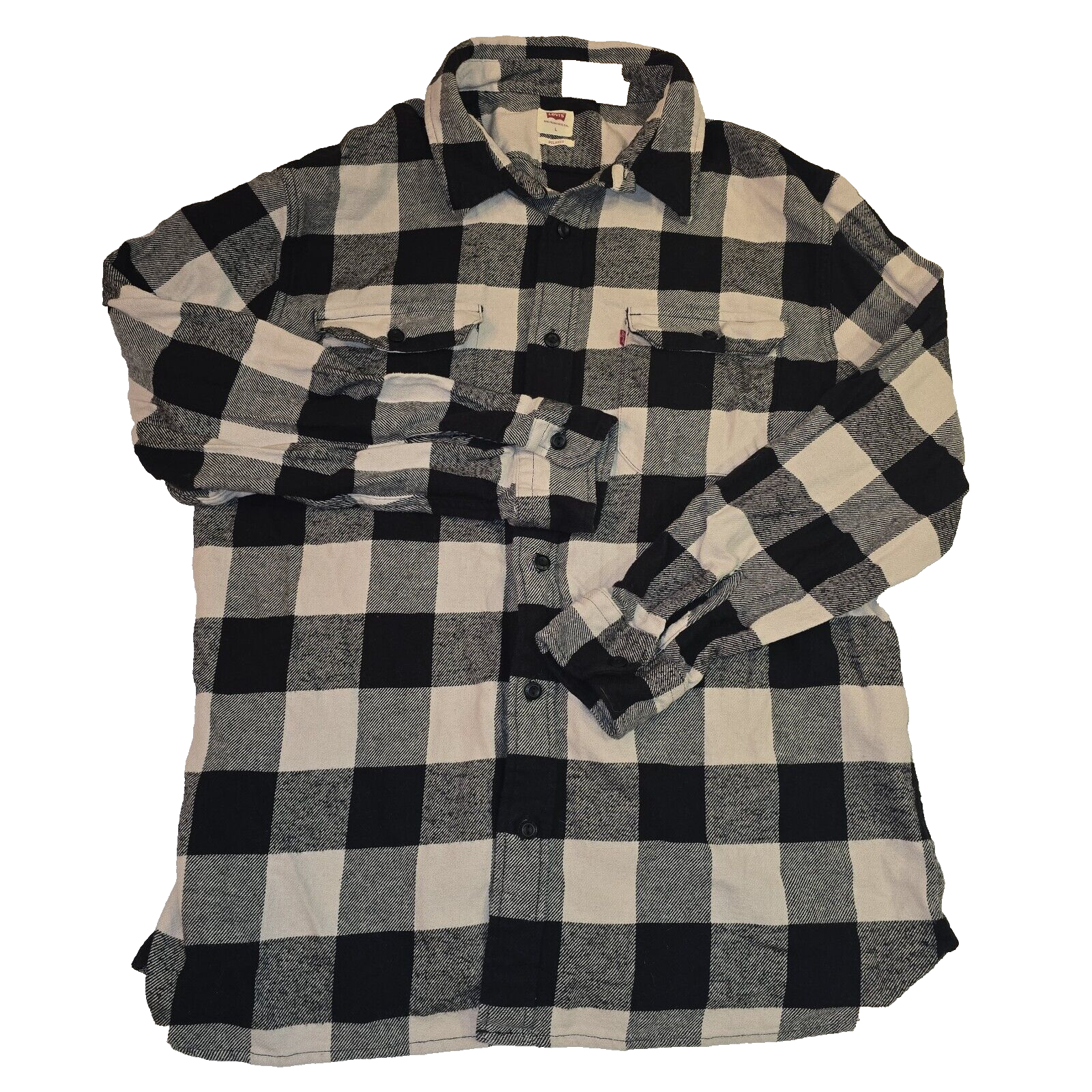 LEVIS - Flannel Shirt Men's Size L Check Plaid Relaxed Fit Button Up Long Sleeve-image