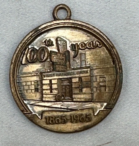 First National Bank Vandalia 1969 100 Anniversary Medal Key chain with eye loop - Picture 6 of 10