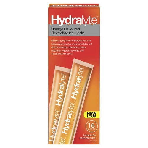 Hydralyte Orange Flavoured Electrolyte Ice Blocks For Dehydration 16 Pack - Picture 2 of 11