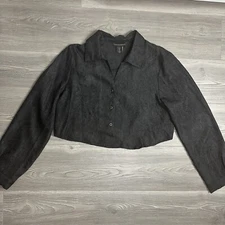 House Of Harlow 1960 Black Textured Cropped Button Up - SIZE L