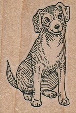 Dog Smiling And Looking Up Rubber Stamp 1 3/4 x 2 1/2", Cute Dog, Dog Stamp
