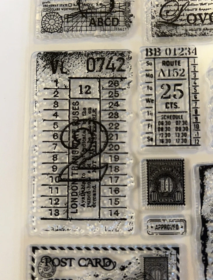 Sello transparente de billete postal. Tarjetas etiquetas álbum de recortes diario aspecto vintage #3005 Foto 4 de 4