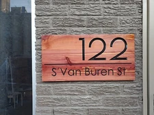 Custom Modern House Street Number Plaque Outdoor Wood Sign Wooden Carved MCM