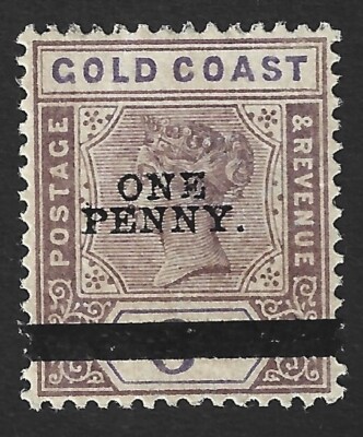 Gold Coast QV Queen Victoria 1901 ONE PENNY ovpt MNG mint no gum. SG 36 ...