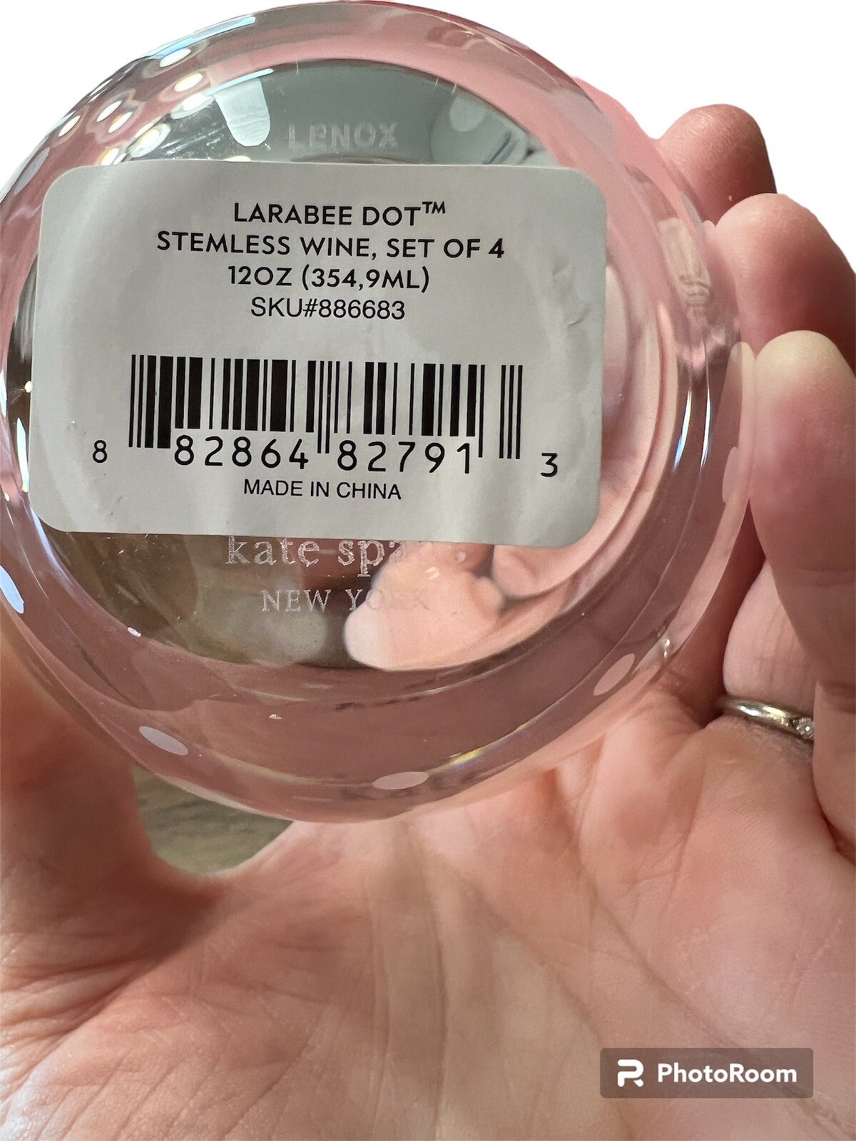 Kate Spade Wine Glasses Lenox Larabee Dot Stemless 12 oz Set Of 4 NIB