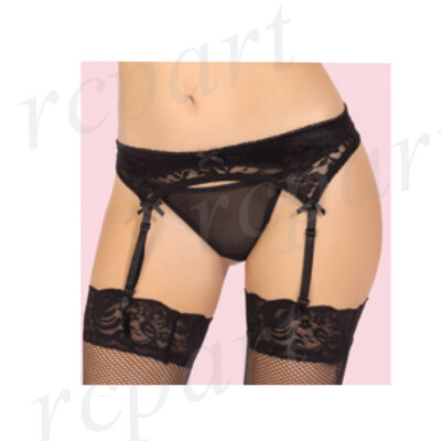 New women lace stretch satin garter belt lingerie intimates S/M M/L Black  9758 | eBay