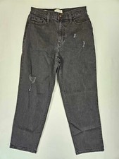 Universal Thread Vintage Straight Jeans Women Size 6 Distressed Pockets Black