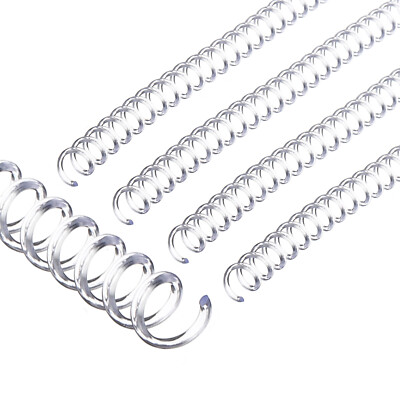 50 Pcs 6mm 1/4'' Spiral Binding Coils Spirals 30 Sheet Capacity Transparent