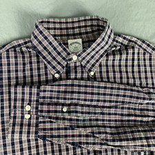 Brooks Brothers 1818 Regent Mens Large Blue Red Plaid Long Sleeve Button Down