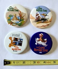 VINTAGE THE LAND BEFORE TIME MOVIE PROMO BUTTON SET #1 1988 DON BLUTH AMBLIN PIN