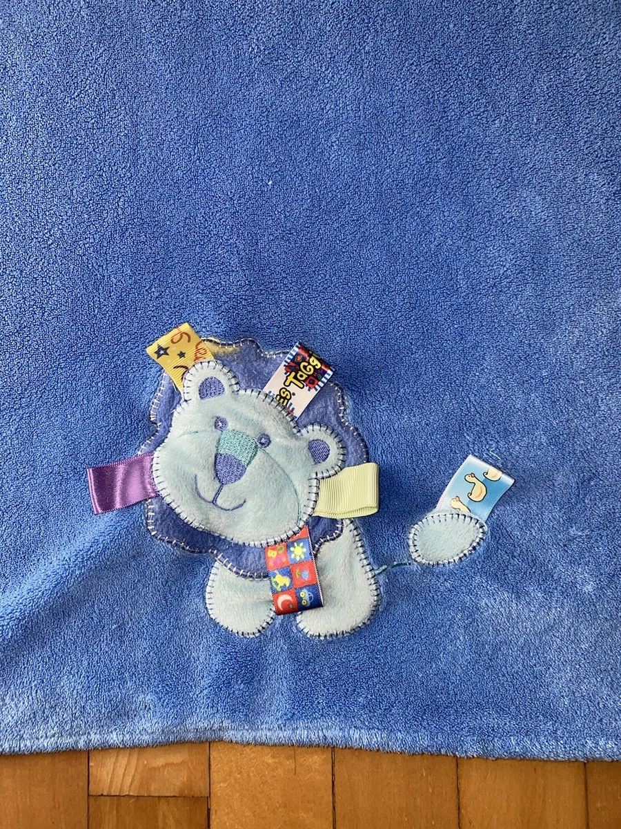 Taggies 30 x 40 bleu couverture bébé lion HTF os clair bleu polaire douce *  défa