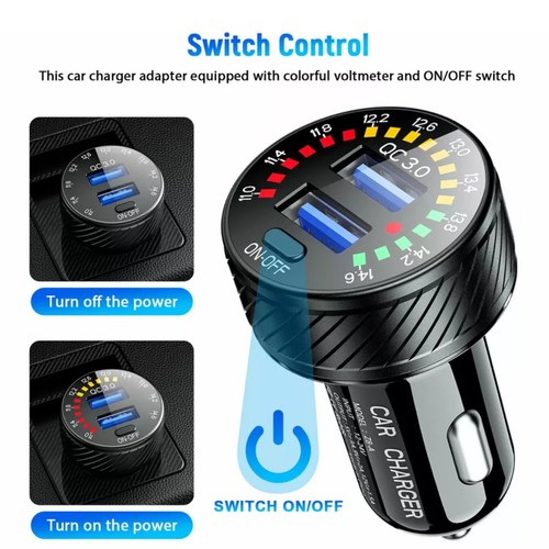 36W 12V LED Car Cigarette Lighter Socket Dual USB Charger Power Adapter Outlet - Picture 2 of 11