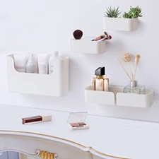 Floating Shelf Wall Mounted Non-Drilling Adhesive Bathroom Organizer 4 pcs
