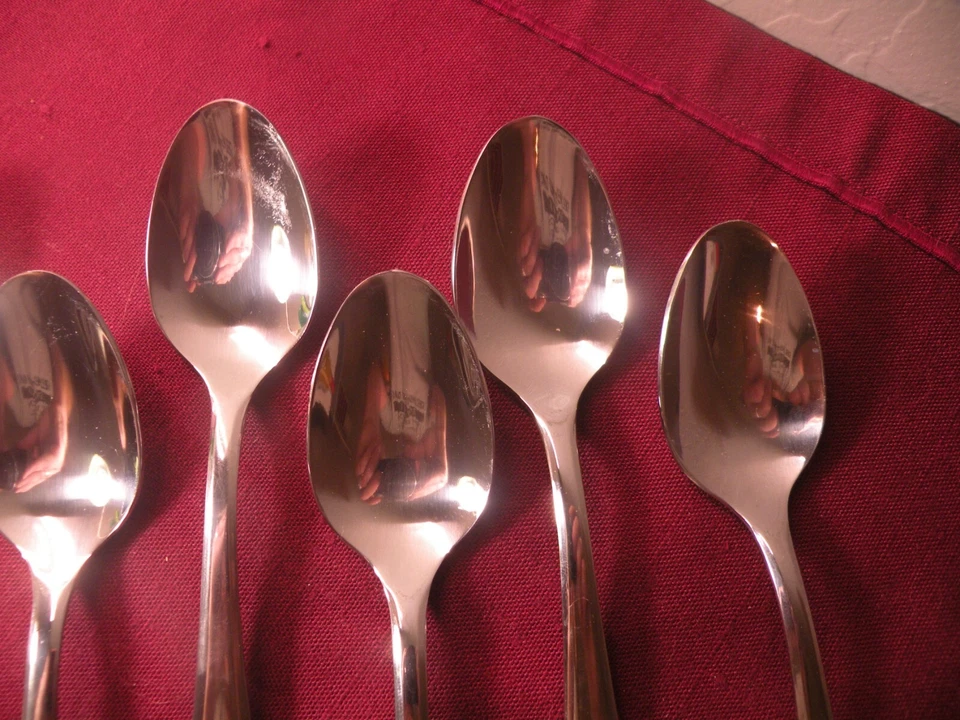Set Of 6 Delia Teaspoons Cambridge Glossy Stainless Flatware 6 3/4" - Image 3 of 4