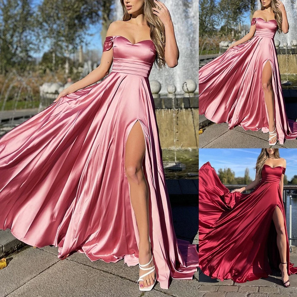 Women s Sexy Slit Maxi Dress with Off Shoulder Design for Wedding or Party