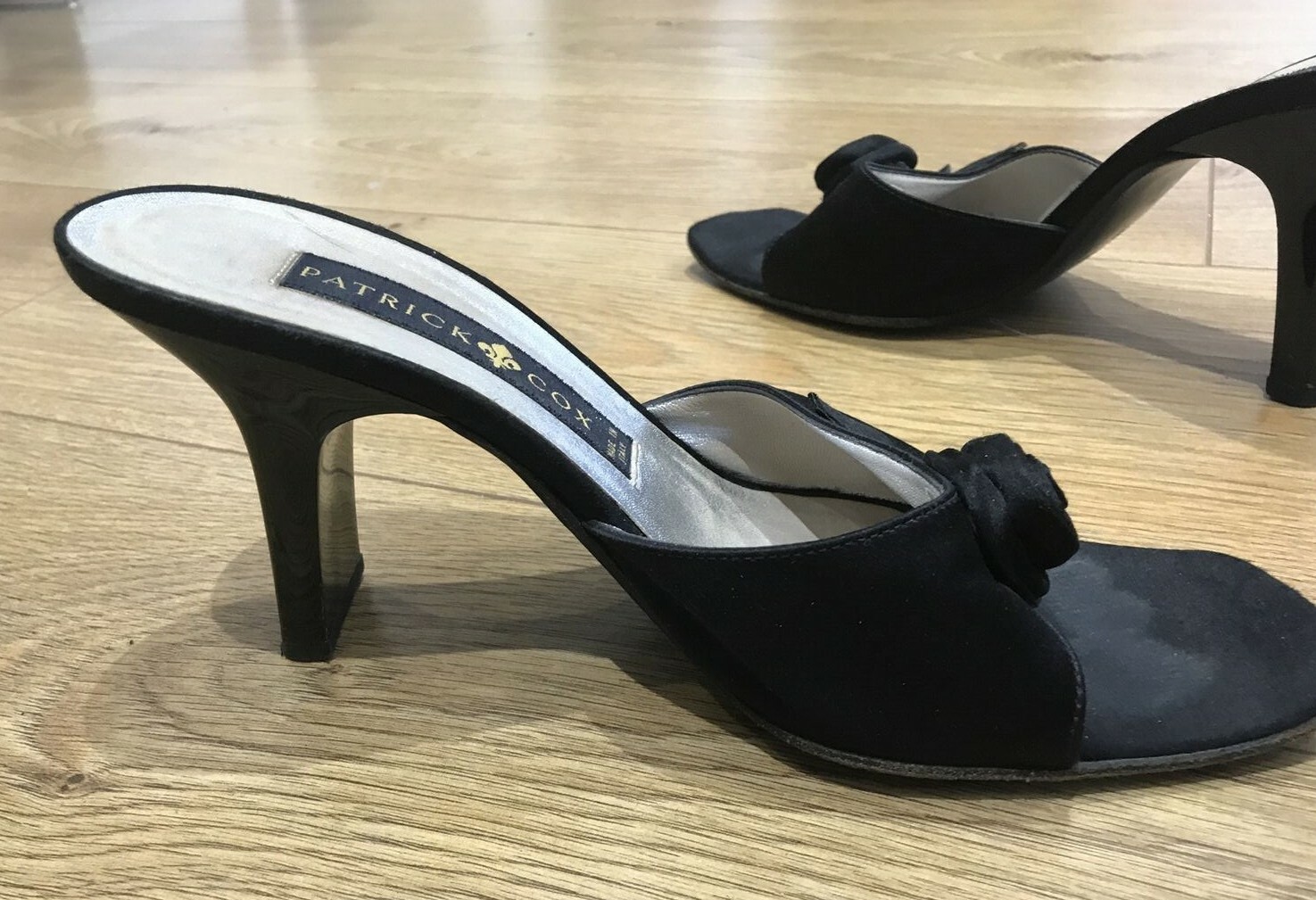 Patrick Cox Vintage 1990s Black Satin Mules (EU Size 38, UK 5), Narrow Fitting 5