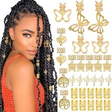 30PCS Butterfly Hair Jewelry Gold Hair Cuffs for Braids Loc Jewelry Multi