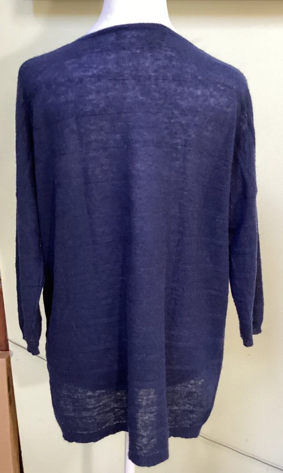 360 Свитер женщин Sz M кашемир легкий синий v-образным вырезом 3/4 рукав свитер - Изображение 4 из 4