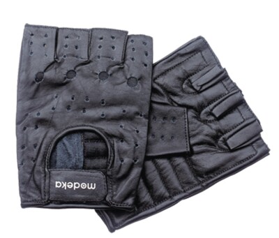 Modeka Highway schwarz Motorrad Halbfinger Leder Handschuhe Chopper Biker